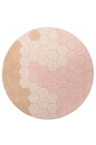 Dywan bawełniany okrągły Ø 140, Round Honeycomb Rose, Plaster Miodu Róż, Planet Bee, Lorena Canals