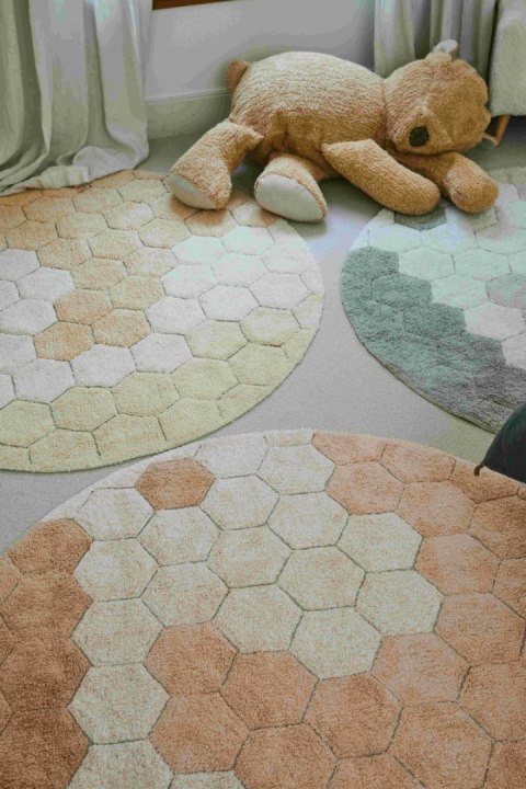 Dywan bawełniany okrągły Ø 140, Round Honeycomb Rose, Plaster Miodu Róż, Planet Bee, Lorena Canals