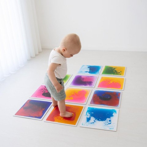 Zestaw 4 płytek sensorycznych z płynem, 30×30 cm