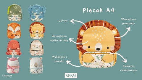 Plecak dla dzieci A4 Leniwiec SASSI
